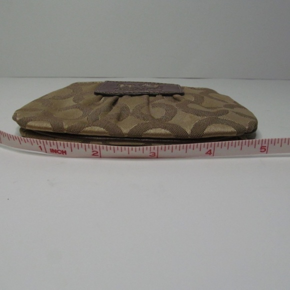 COACH Signature Logo Brown Wristlet Coin Purse - Picture 8 of 9